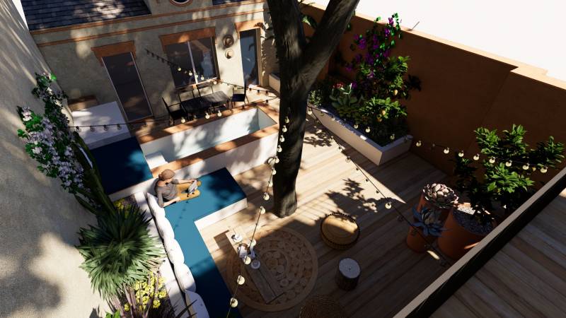 A Marseille, une mini-piscine dans un jardin de ville, paysagiste