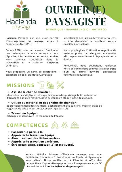 OUVRIER (E) PAYSAGISTE - RECRUTEMENT