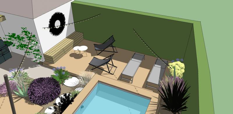Jardin crée par paysagiste pour faire une mini piscine à Sanary sur mer